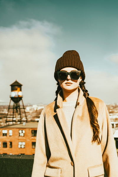 Brown merino beanie