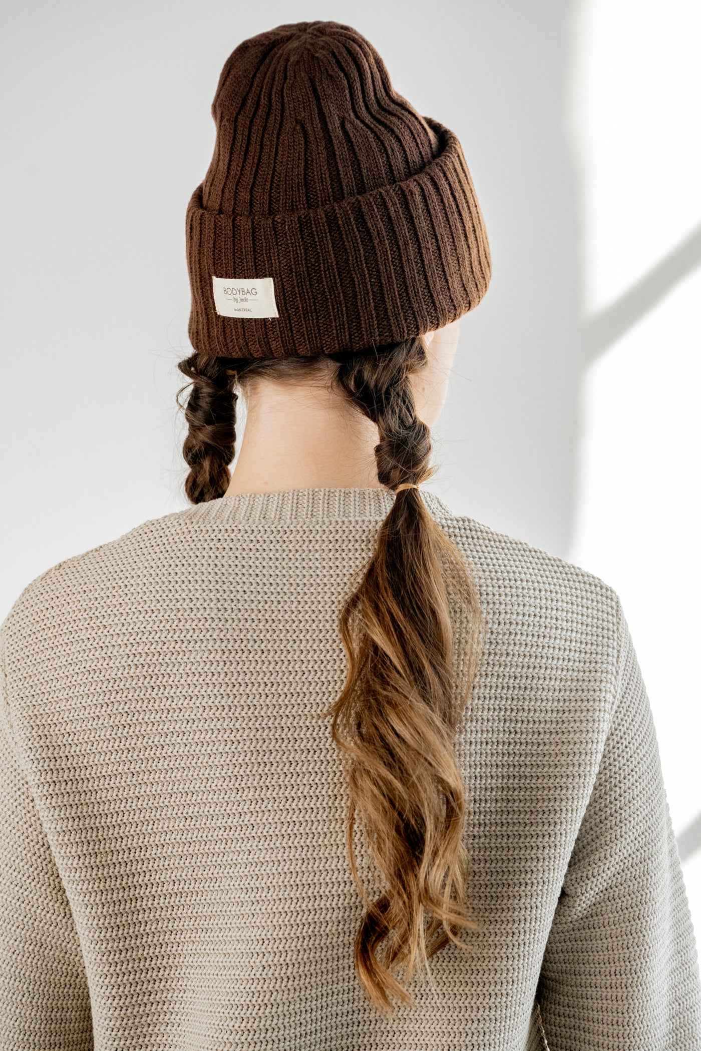 Brown merino beanie