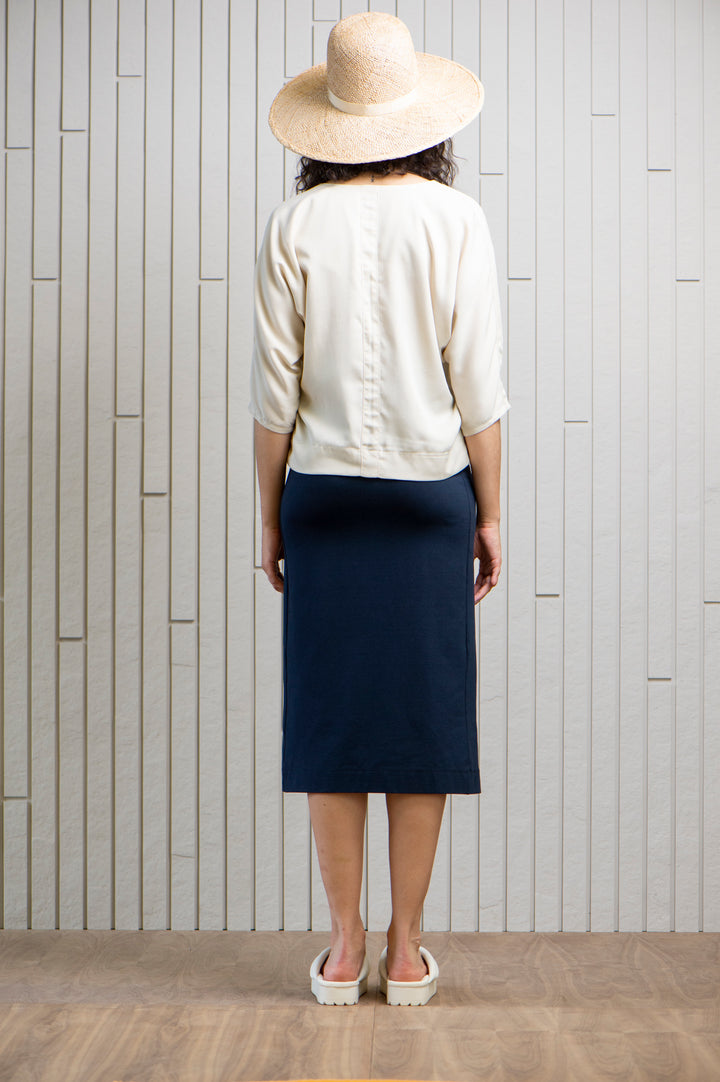 westwood-midi-tube-skirt-Canadian-designer-navy