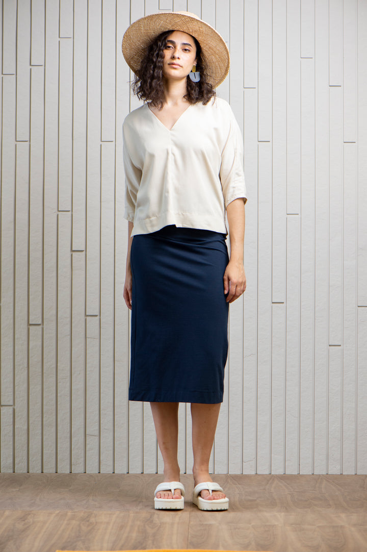 westwood-midi-tube-skirt-Canadian-designer-navy