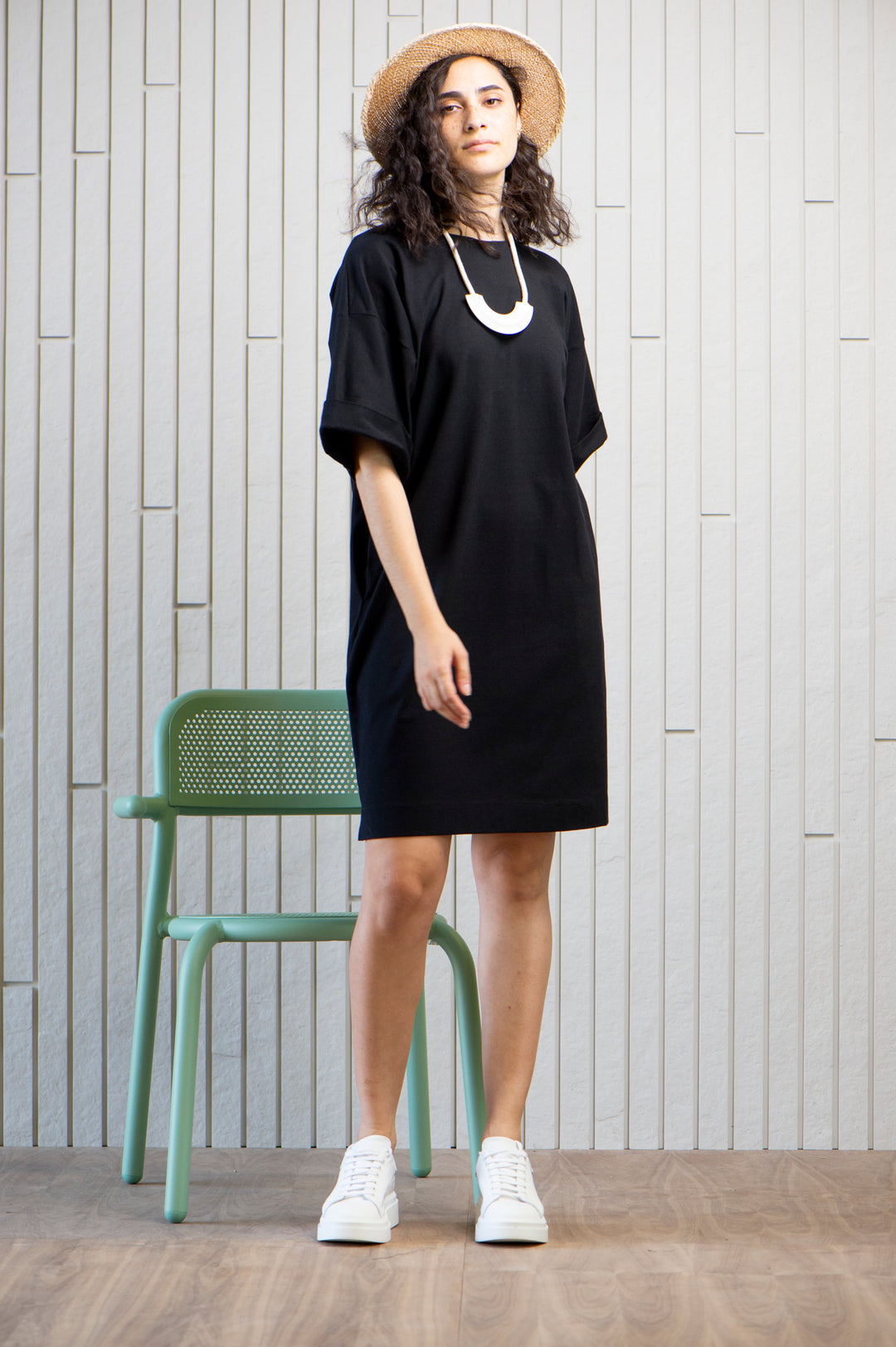 seaside-jersey-dress-cotton-pockets-Tshirt-Canadian-designer-black