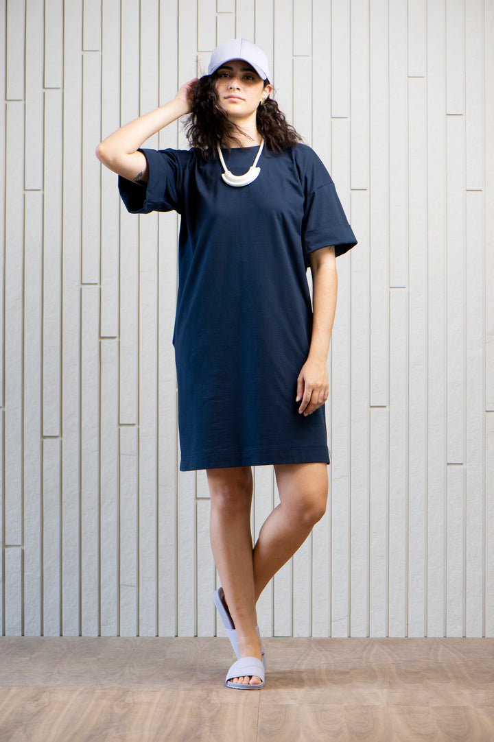 seaside-jersey-dress-cotton-pockets-Tshirt-Canadian-designer-navy