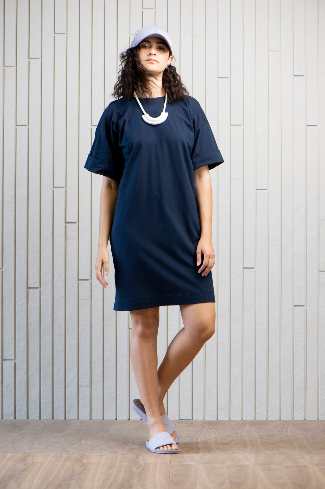 seaside-jersey-dress-cotton-pockets-Tshirt-Canadian-designer-navy