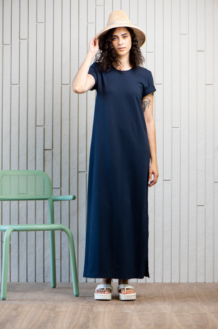 lighthouse-maxi-dress-jersey-Canadian-designer-pockets-navy